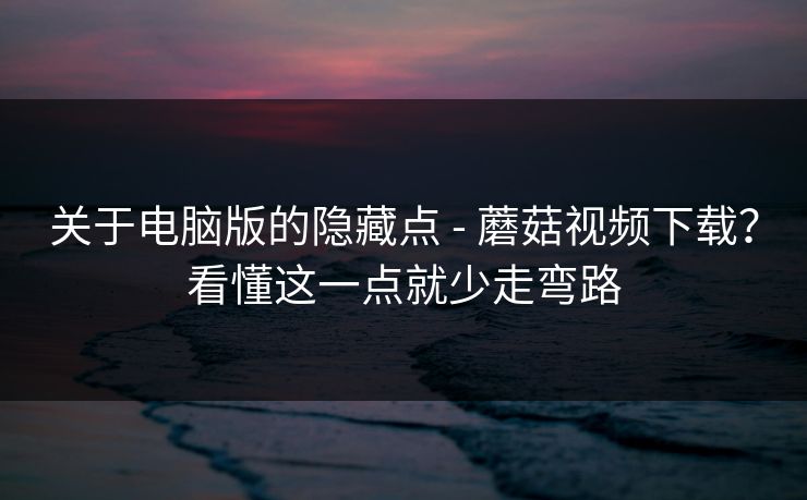 关于电脑版的隐藏点 - 蘑菇视频下载？看懂这一点就少走弯路