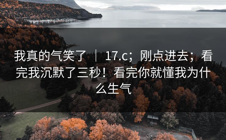 我真的气笑了 ｜ 17.c；刚点进去；看完我沉默了三秒！看完你就懂我为什么生气