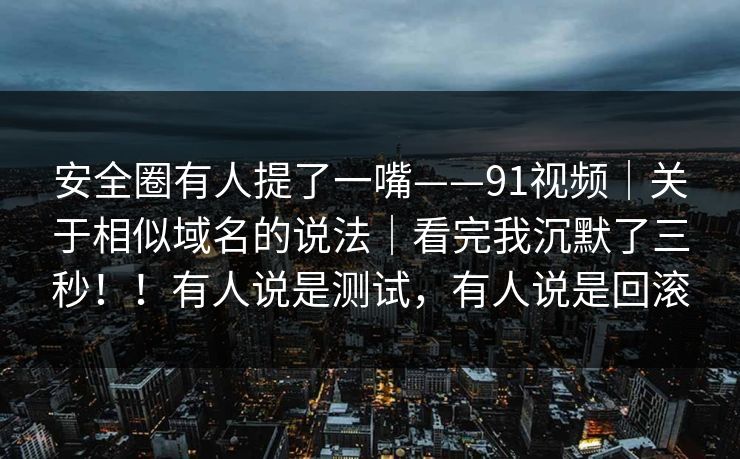 安全圈有人提了一嘴——91视频｜关于相似域名的说法｜看完我沉默了三秒！！有人说是测试，有人说是回滚