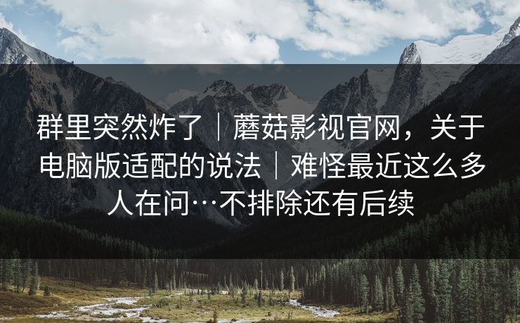 群里突然炸了｜蘑菇影视官网，关于电脑版适配的说法｜难怪最近这么多人在问…不排除还有后续